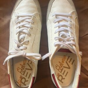 Sam Edelman White and Maroon Sneakers Classic Low-Top Design